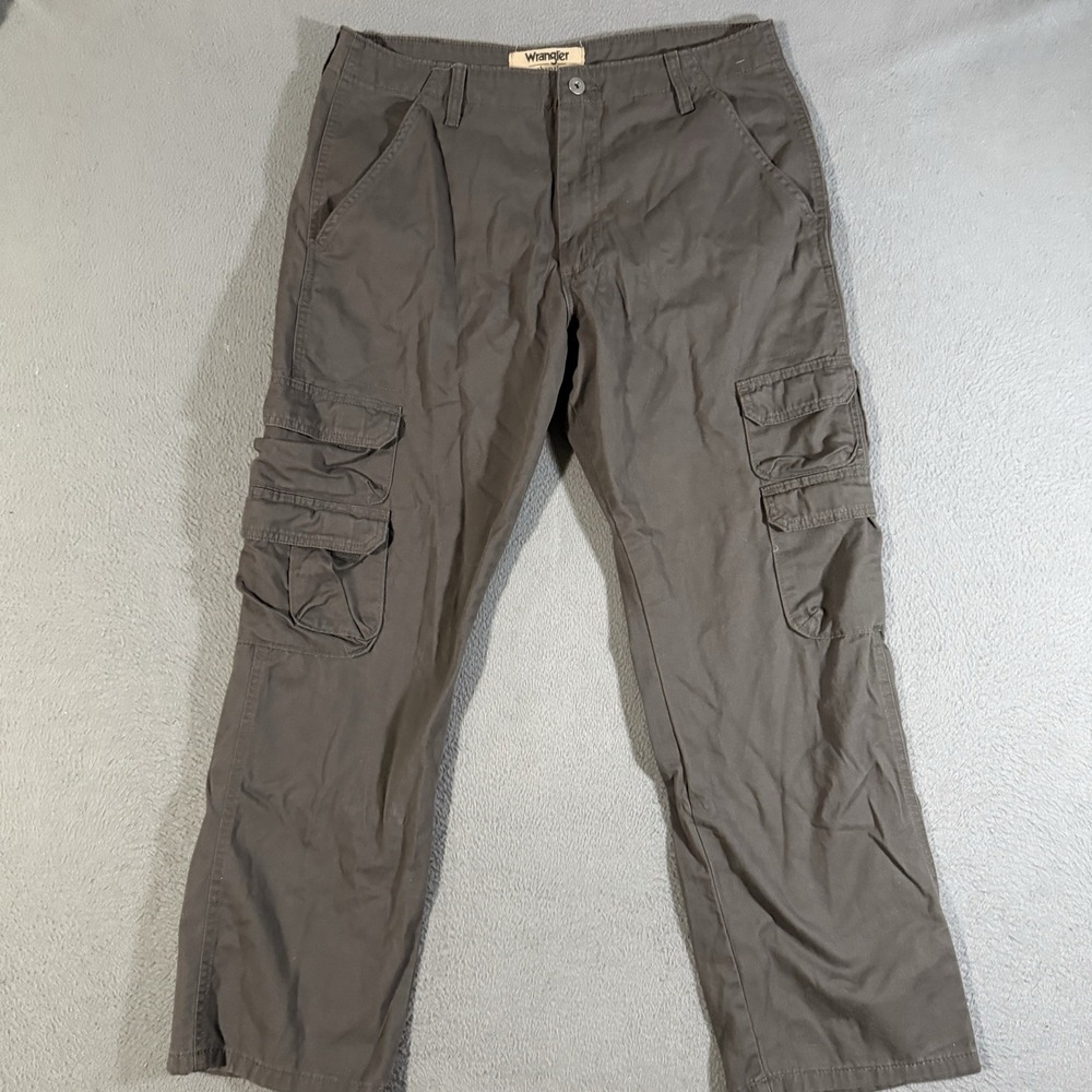 Wrangler Mens Pant 34x30 Gray Cotton Cargo Straight Outdoor Utility Workwear